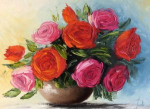 Vase of Roses Oil Painting Warner Street Accrington
