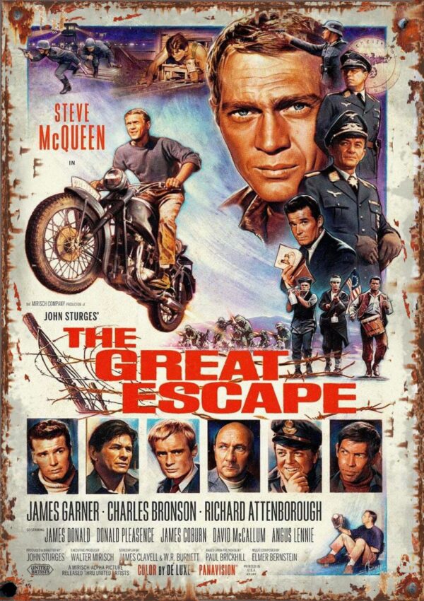 Steve McQueen The Great Escape Metal Poster Movie A2 Large