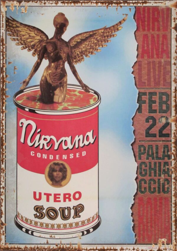 Nirvana Feb 22 Palaghiaccio Roma A2 Metal Poster Sign