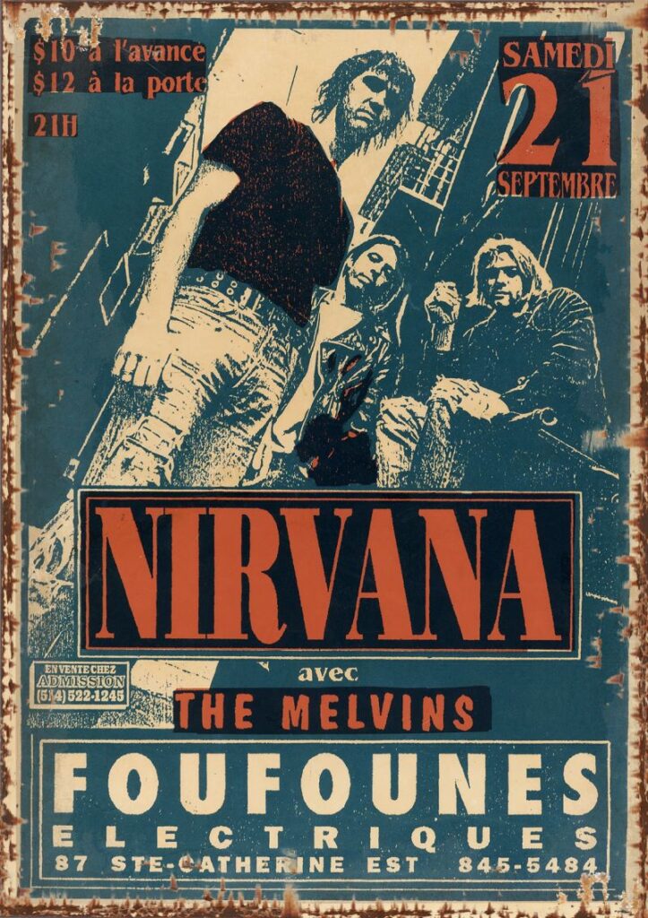 Nirvana 21 september Melvins A2 Metal Poster Indoor outdoor